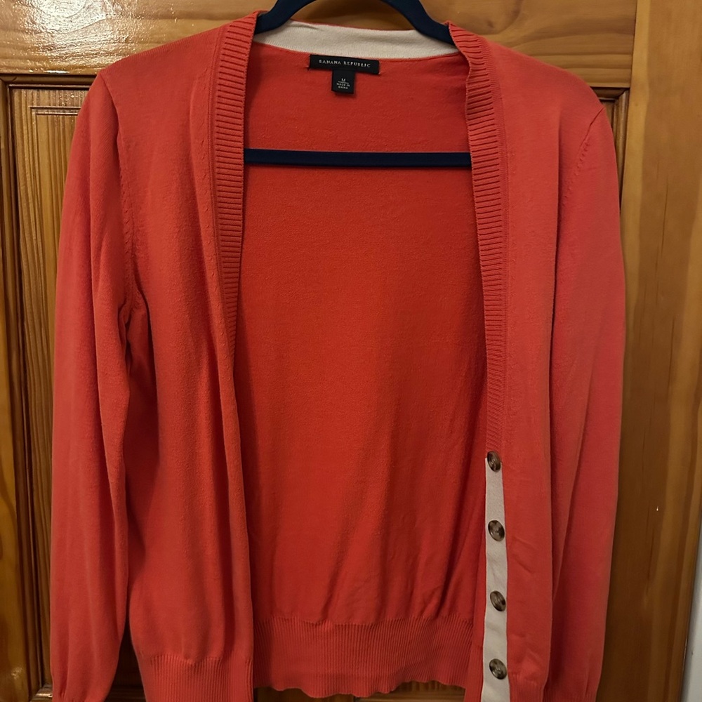 Banana Republic Coral Button-Trim Cardigan